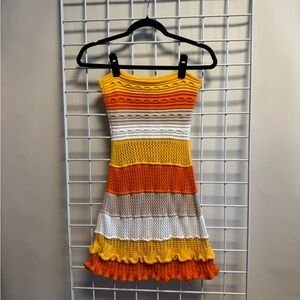 Colorful Striped Crochet Dress #011